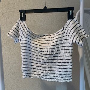Black & White Stretch Crop Top from TopShop Size 6